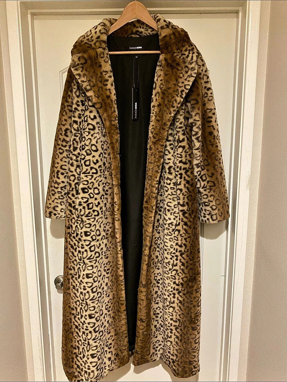 Fashion Nova Frida Leopard Faux Fur Coat Size XL NWT